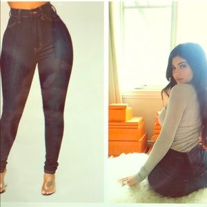 Classic High Waist Skinny Jeans- Dark